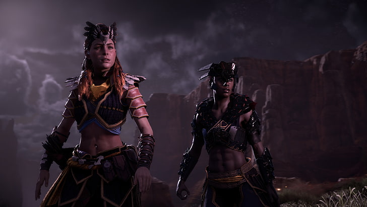 two female warriors animated characters, Horizon: Zero Dawn, video games, HD wallpaper