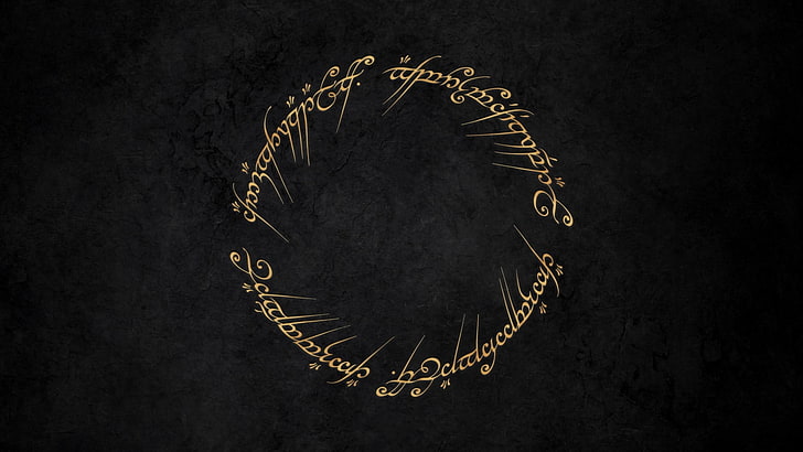 gold-colored bangle, The Lord of the Rings, The One Ring, typography