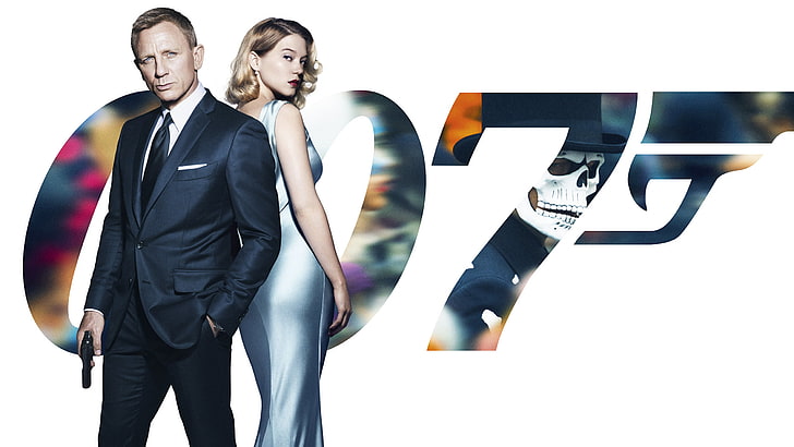 Agent 007 digital wallpaper, gun, background, dress, blonde, costume
