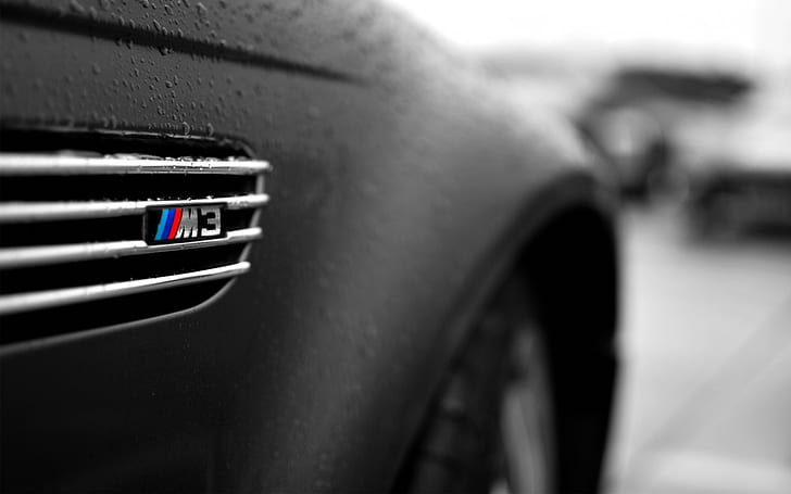 closeup bmw black cars wet vehicles selective coloring logos bmw m3 matte 1925x1203  Cars BMW HD Art