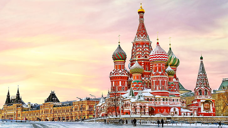 multicolored building lot, Moscow, Red Square, city, architecture, HD wallpaper