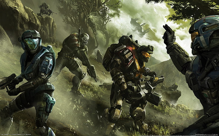 soldiers illustration, Halo, Halo Reach, video games, military, HD wallpaper