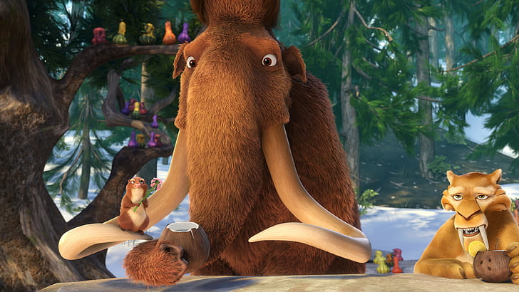 Ice Age movie, Ice Age 5: Collision Course, sid, mammoths, best animations of 2016, HD wallpaper
