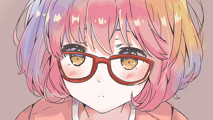 Kyoukai no Kanata, Kuriyama Mirai, anime girls, glasses, face, HD wallpaper