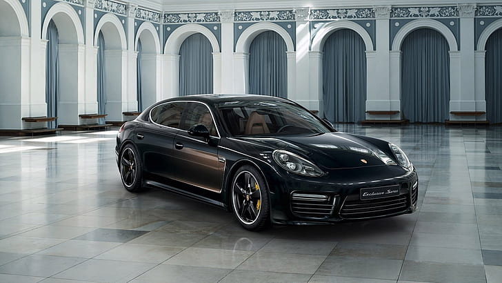 2015, Porsche Panamera, Black Car, Cool, black porsche sedan