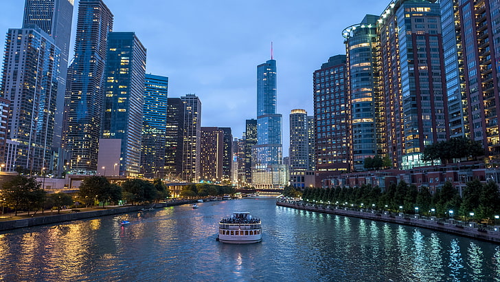 chicago, united states, river, chicago river, cityscape, waterway