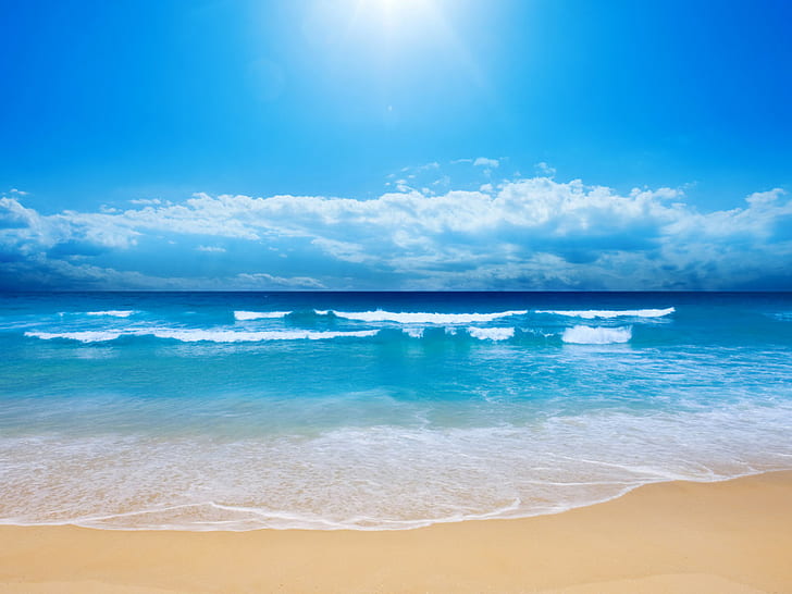 Paradise Beach, Sea, Water, Blue Sky, Clean