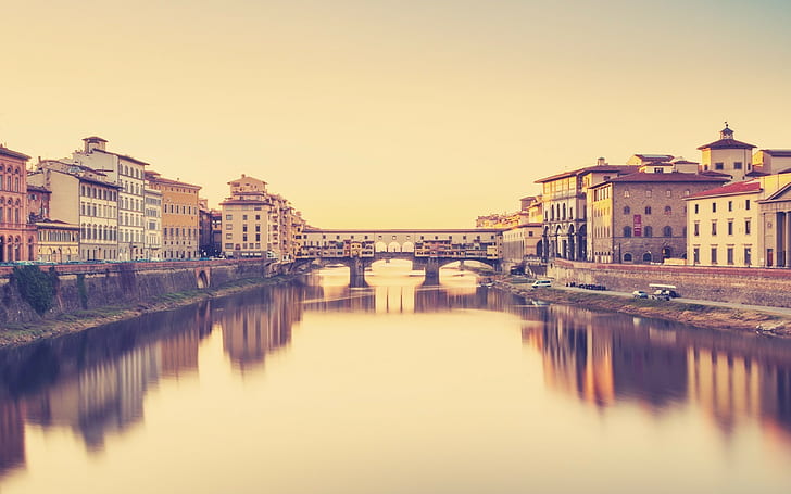 cityscape, water, bridge, Firenze, arno (river), Italy