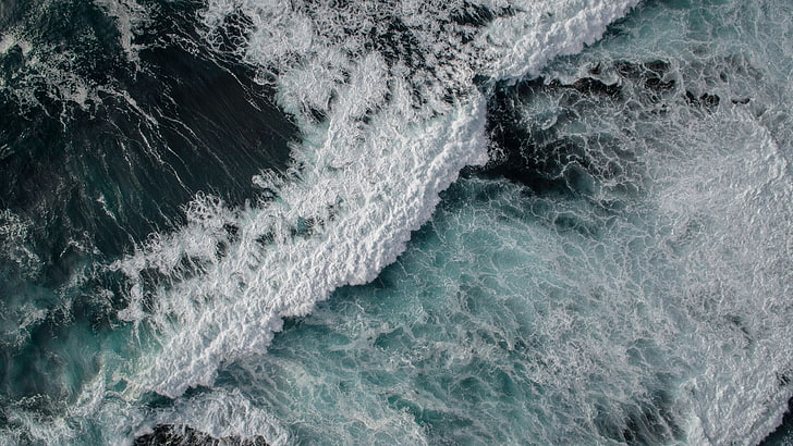 ocean waves, bird's eye view of ocean waves, nature, sea, water