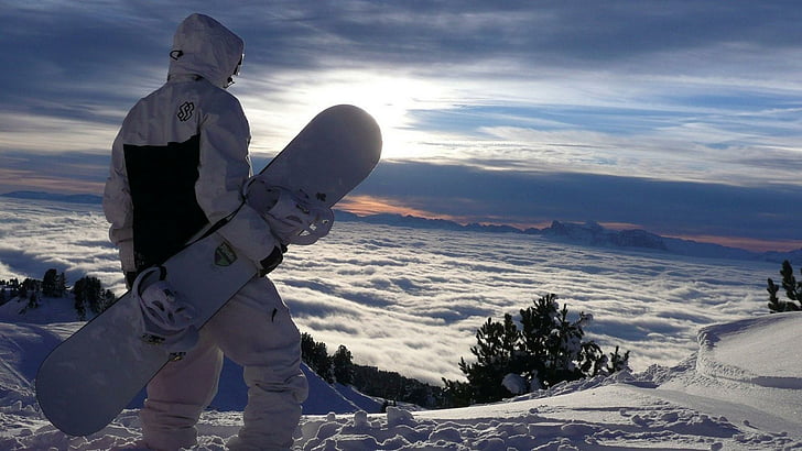snow, snowboard, slope, winter, winter sport, HD wallpaper