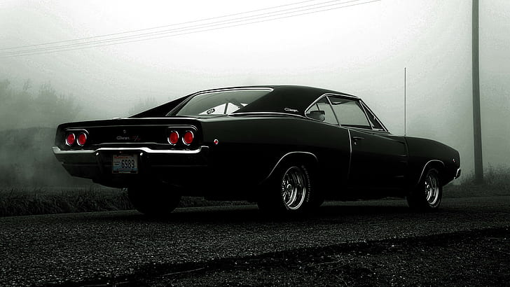 Dodge Charger, Dodge Charger RT 1968, car, muscle cars, road, HD wallpaper
