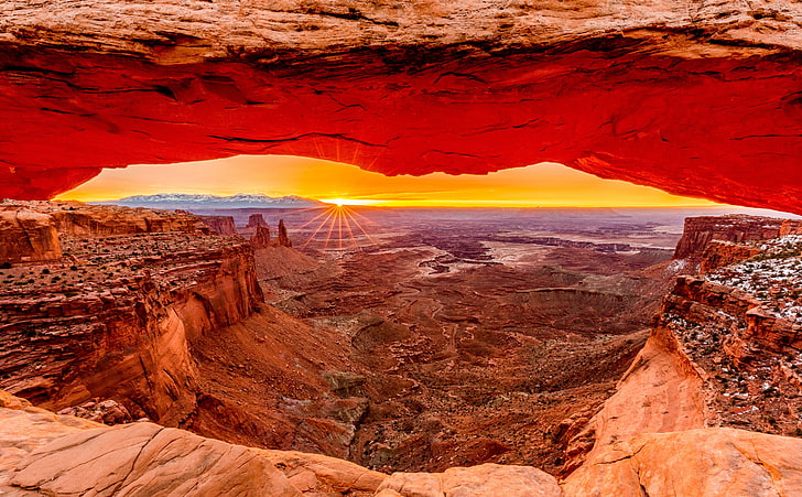 Mesa Arch, canyon illustration, United States, Utah, View, Travel, HD wallpaper