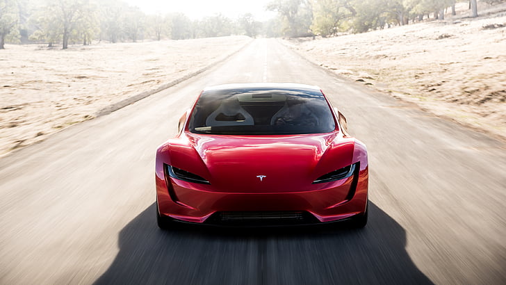 red Tesla Roadster, 2020, HD, 4K, HD wallpaper