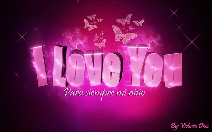 pink i love you digital wallpaper, quote, communication, text