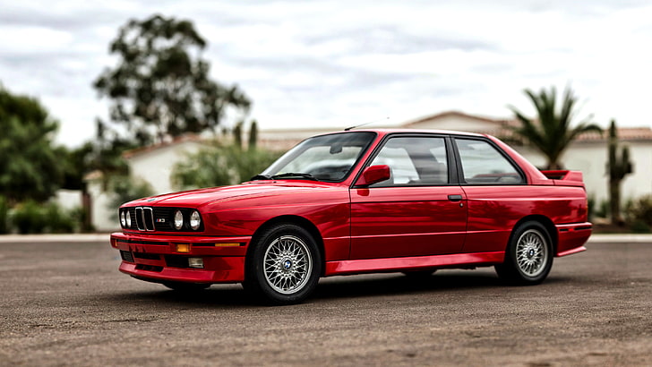 red BMW E30 coupe, US-spec, 1987, car, land Vehicle, transportation