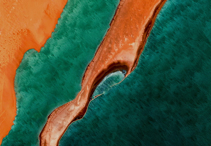 aerial view, landscape, surreal, sea, coast, peninsula, HD wallpaper