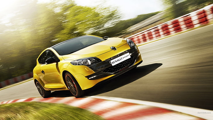car, Renault Megane RS, yellow cars, mode of transportation, HD wallpaper