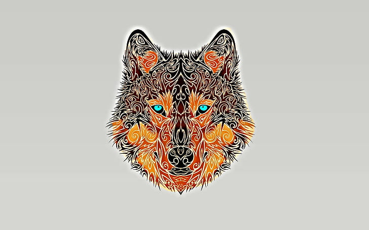 turquoise eyes, wolf, minimalism