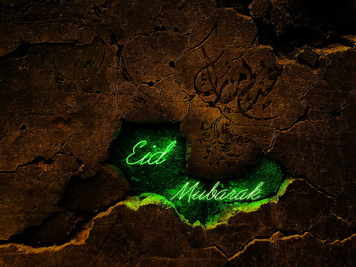 Eid Mubarak Wishes, EID Mubarak text, Festivals / Holidays, green color, HD wallpaper