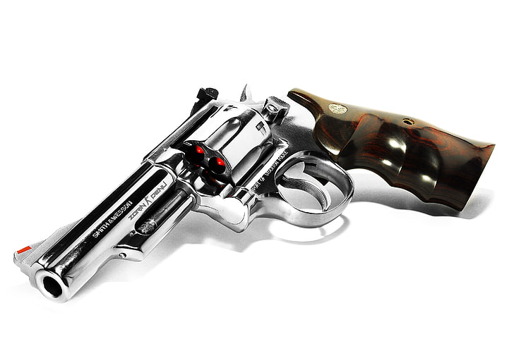 Smith & Wesson Gun, brown handled revolver, War & Army, HD wallpaper