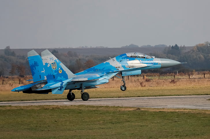 Fighter, Ukraine, Su-27, Su-27UB, Ukrainian air force, HD wallpaper