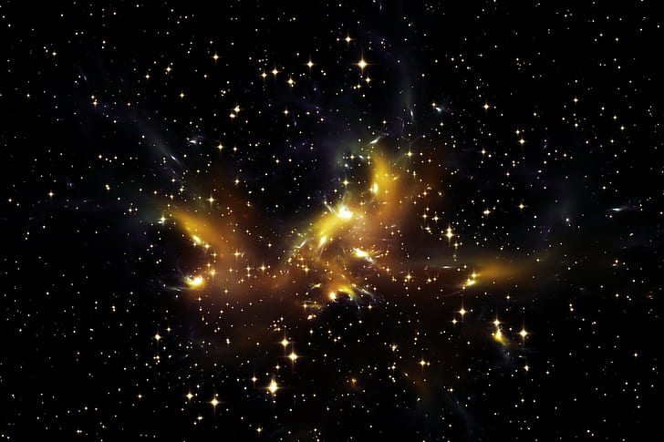 Hd Wallpaper Space Universe Stars Black And Yellow Galaxies