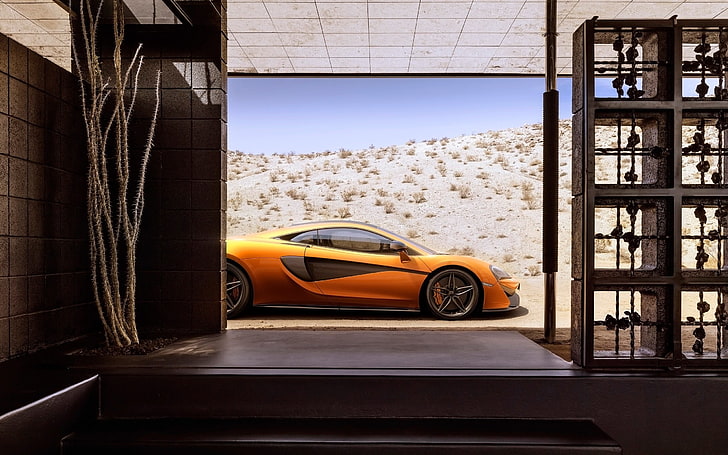 yellow and black car bed frame, McLaren, McLaren 570S, mode of transportation, HD wallpaper
