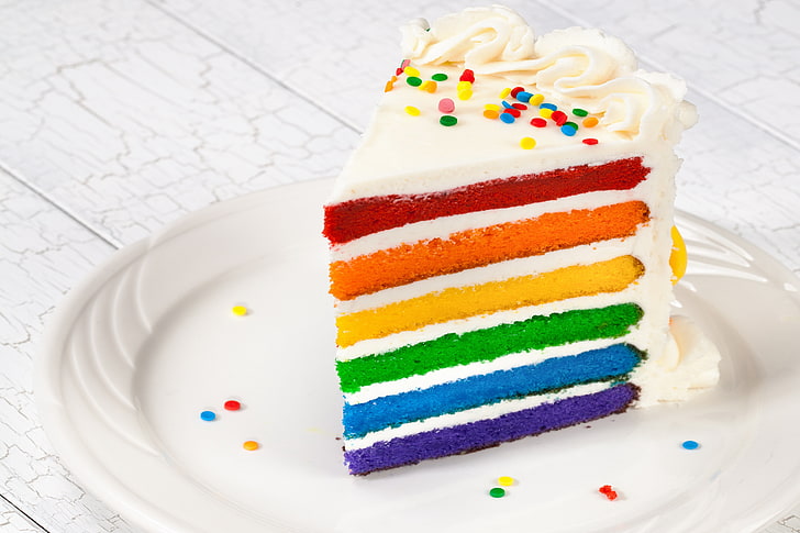 rainbow, colorful, cake, Happy, Birthday, sweet food, dessert, HD wallpaper