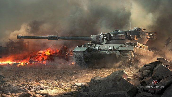 gray battle tank wallpaper, flame, war, smoke, World of tanks HD wallpaper