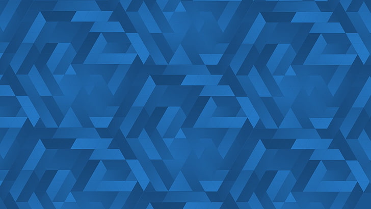 blue and gray geometric pattern, triangles, texture, gradients, HD wallpaper