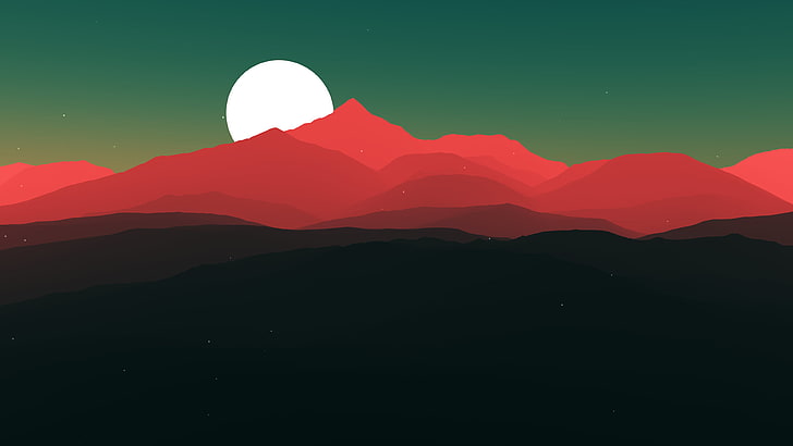HD wallpaper: red mountains and moon digital wallpaper, red mountain  illustration | Wallpaper Flare