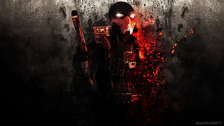soldier illustration, abstract, background, Wanted, video game
