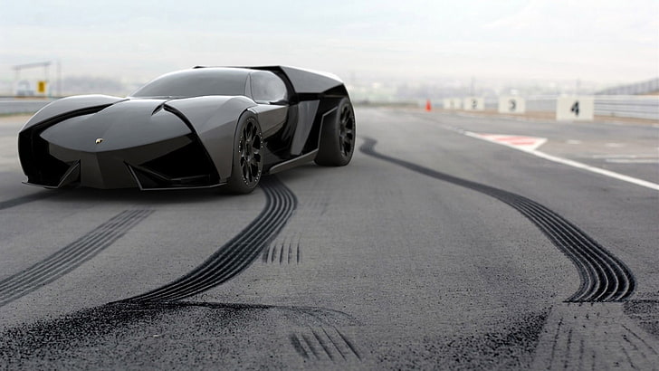 black Lamborghini sports car, vehicle, black cars, transportation, HD wallpaper