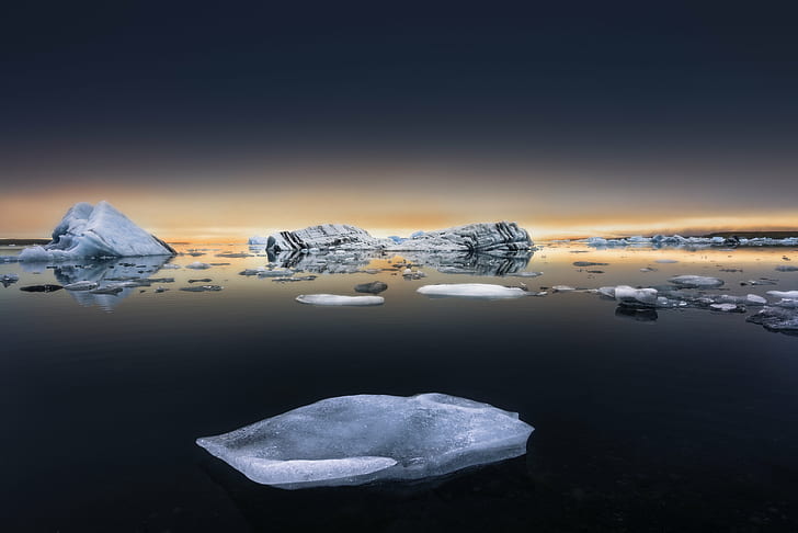 photo of gray rocks, Silent, Ice, iceland, lagoon, Jökulsárlón, HD wallpaper