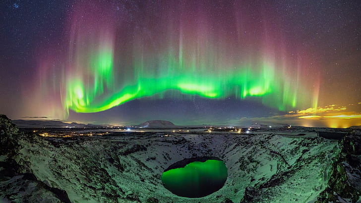 aurora  borealis, sky, nature, night, landscape