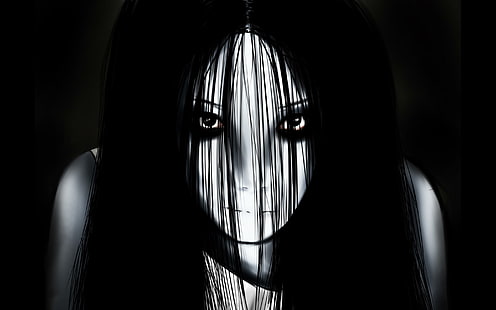 HD wallpaper: The Grudge, horror, face, portrait, black background ...