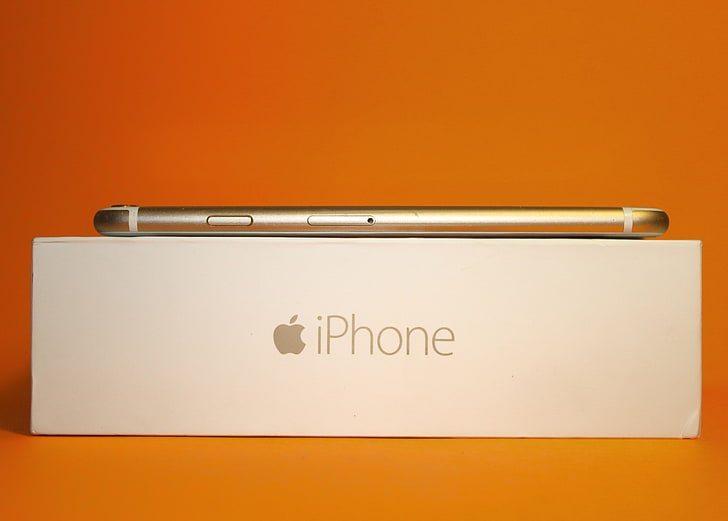 iPhone 6, orange, smartphone, text, communication, copy space, HD wallpaper