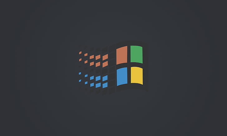 Windows 95, minimalism, dark background, Windows 98, computer