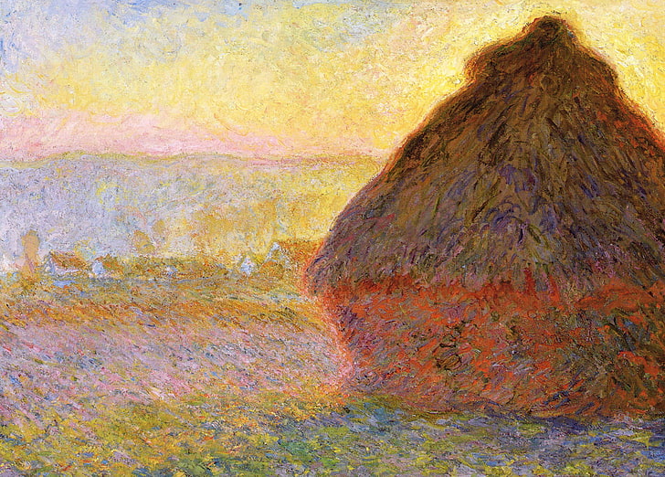 landscape, picture, Claude Monet, Haystack at Sunset