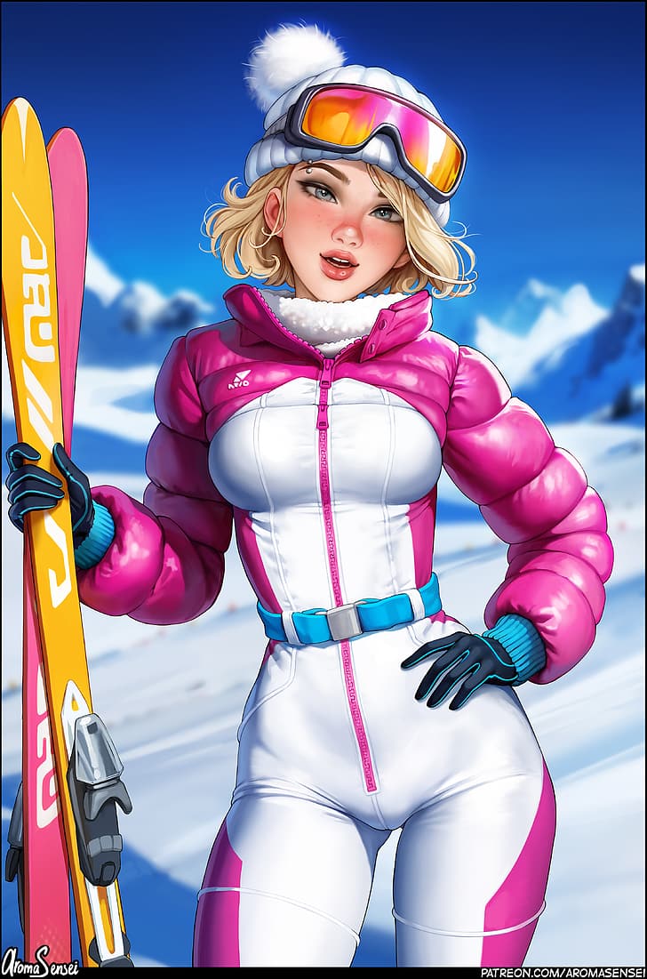 Gwen Stacy, Marvel Comics, fictional character, blonde, winter, HD wallpaper