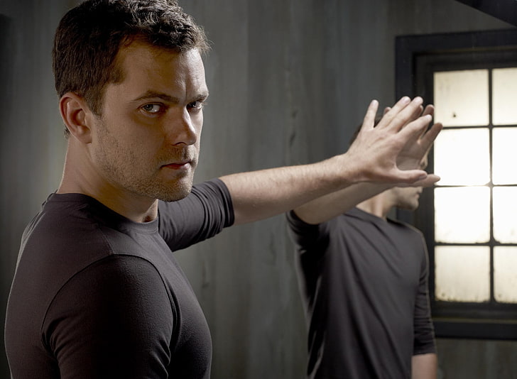 reflection, hand, mirror, actor, male, Joshua Jackson, one person