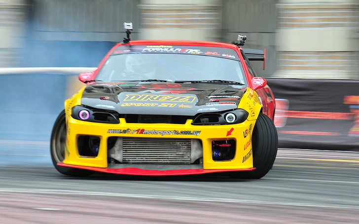 black and yellow racing vehicle, sport, cars, drift, Nissan, silvia HD wallpaper