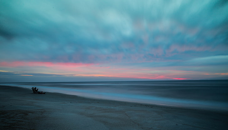 body of water at sunset, nature, beach, sky, cloud - sky, sea, HD wallpaper