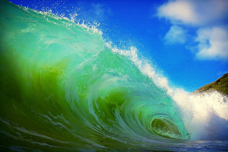 green water waves, ocean, element, sea, nature, pipeline Wave