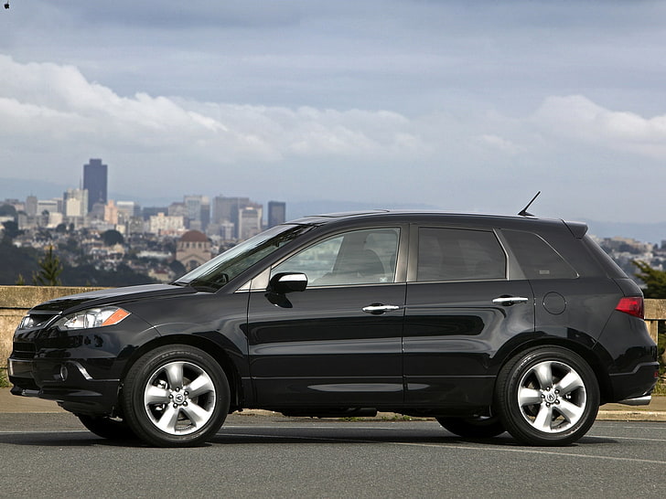 black SUV, acura, rdx, jeep, side view, style, cars, sky, city, HD wallpaper