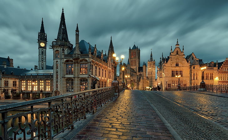 Towns, Ghent, Belgium, Church, HD wallpaper