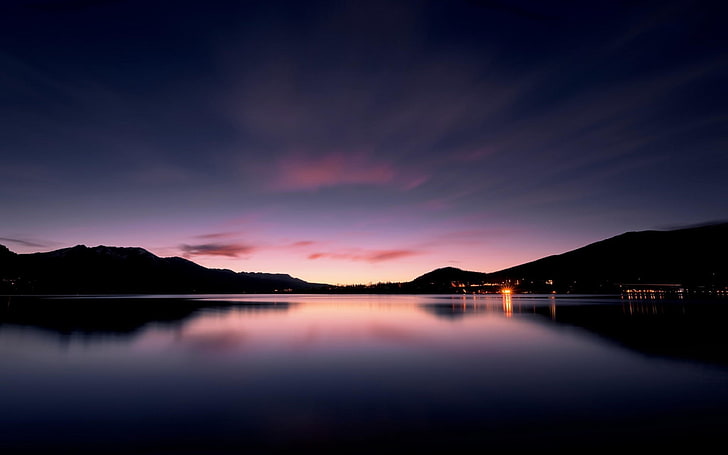 Sunset dusk calm lake-Nature High Quality Wallpape.., sky, water