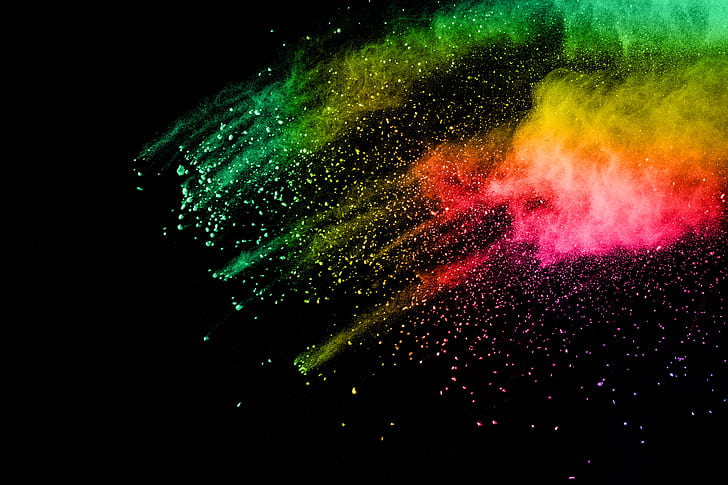squirt, background, paint, black, colors, colorful, abstract, HD wallpaper