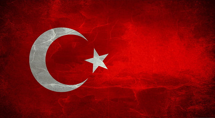 flag of Turkey digital wallpaper, red, star shape, no people