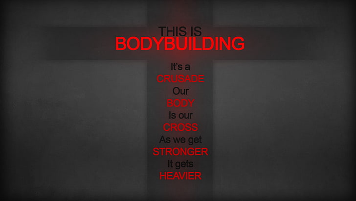 bodybuilding text, Bodybuilder, motivational, red, monochrome, HD wallpaper